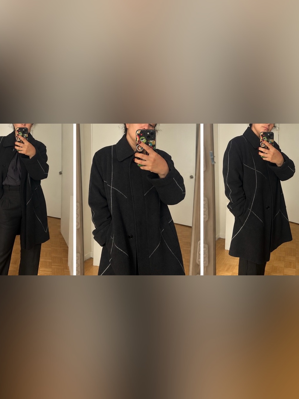 Fen.nelli Limited Edition Wool Cashmere charcoal Coat Size 14 Very Good Conditio